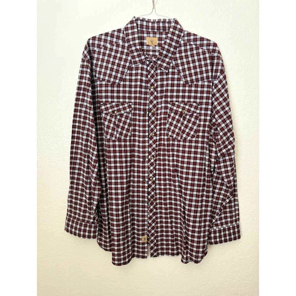 Trevero Plaid Button Down Pearl Snap Shirt Western Country Rodeo‎ Ranch Outdoor